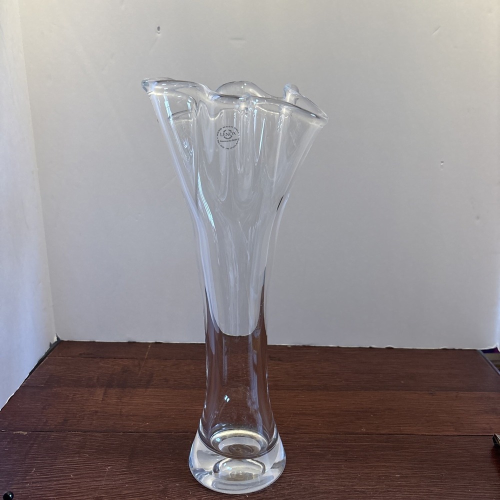 12" Cylindrical Vase Organics By Lenox Clear Made In Poland Discontinued Sticker